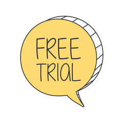 Free trial yellow cartoon, hand draw speech bubble