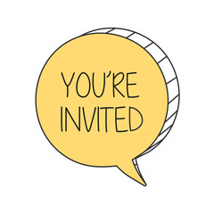 You're invited on speech bubble.