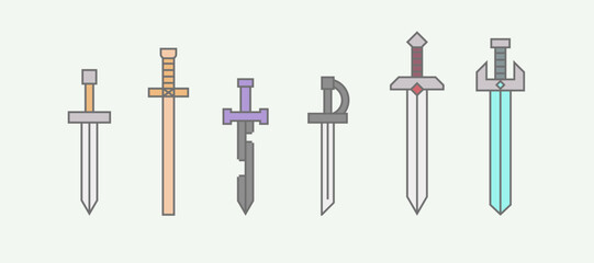 Swords in Flat and Cute Aesthetic Vector Illustration