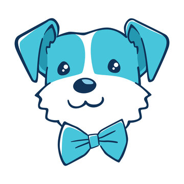 Dog head vector icon illustration using a bow tie