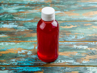 lingonberry juice in a plastic bottle on wooden table © Алиса Королевская