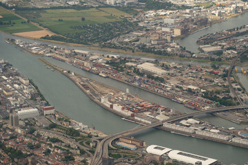 City of Ludwigshafen in Germany seen from above