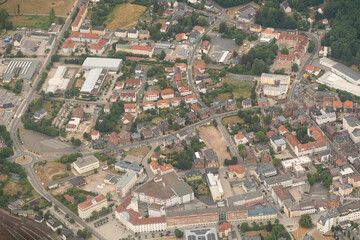 View over the city of Sonneberg in Germany from above