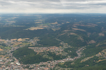 Fototapeta na wymiar View over the city of Sonneberg in Germany from above
