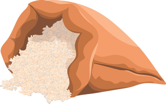 Brown Bag With Uncooked Grain. Rice Sack Icon