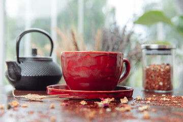 red porcelain cup