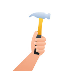 Claw hammer. Builder tools. Labour Day. Vector stock illustration.