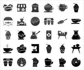 Coffee icon set. Coffee shop glyph icon set. Simple vector illustration.