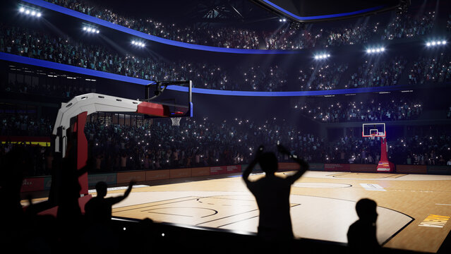 Basketball Arena with people crowds 3d render High quality 4k photo render