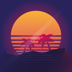 Retro wave illustration 