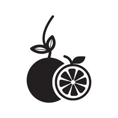 Citrus diet fruit orange icon | Black Vector illustration |