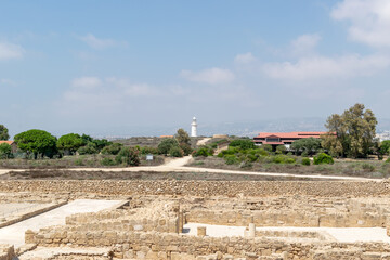 Lighthouse, Paphos, Cyprus. Archaeological area. Signal for ships and boats. Akamas Peninsula.