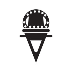 Cone frozen ice cream icon | Black Vector illustration |