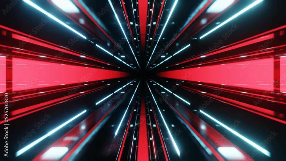 Poster fly through mirror designs form tunnel technology cyberspace with neon glow. sci-fi flight through d