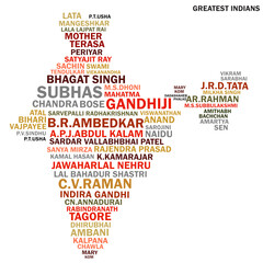 social media cloud of greatest Indian name in India map