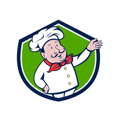 French Chef Welcome Greeting Crest Cartoon