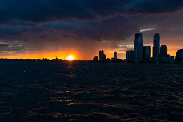 Fototapeta na wymiar beautiful sunset time in Manhattan downtown