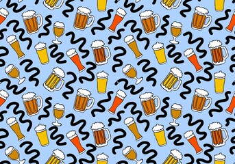 Obraz premium Octoberfest seamless beers pattern for fabrics and textiles and packaging and wrapping paper and menu