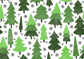 Obraz premium Winter forest seamless Christmas tree pattern for new year wrapping paper and kids clothes print and Noel