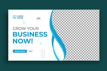 Creative corporate social media web banner and youtube thumbnail template, Youtube live stream video thumbnail for marketing agency, Editable vector