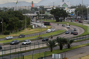 Heavy traffic on Avenida Ayrton Senna in the Barra da Tijuca neighborhood in the west side of the...