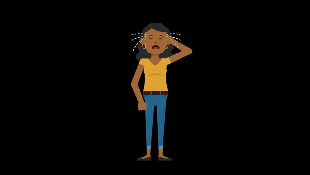 Black casual woman is crying while being sad with tears jumping out of her eyes
