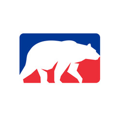 Grizzly Bear Walking Silhouette Rectangle Retro