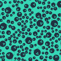 Black Bowling ball icon isolated seamless pattern on green background. Sport equipment. Vector