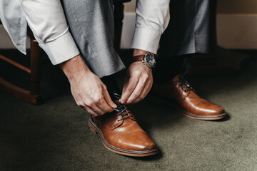 Groom getting ready on his wedding day