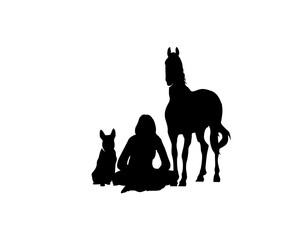 Human Dog and Horse Vector Design Logo