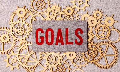 GOALS word made with building blocks, concept