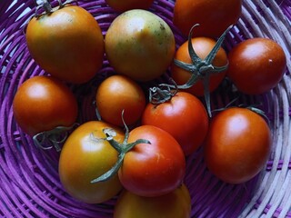 a bunch of tomatoes on a white background, vitamin A, cooking spices.