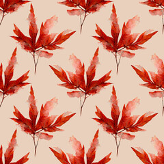 Seamless background with abstract autumn leaves, bright background. Luxury pattern for creating textiles, wallpaper, paper. Vintage. Romantic floral Illustration
