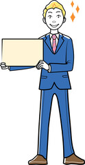 案内するビジネスマン、ビジネスウーマン