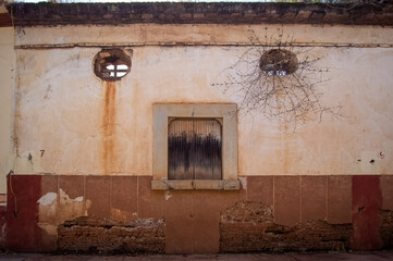 Old, abandoned building in downtown guadalajara, mexico, colonial architecture