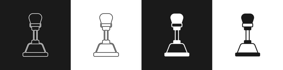 Set Gear shifter icon isolated on black and white background. Manual transmission icon. Vector