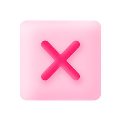 Obraz premium 3D Close Icon Cross Exit White and Pink Red Sign Element Illustration with Transparent Background