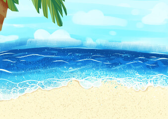 Fototapeta na wymiar Ilustracion de Playa paradisiaca 