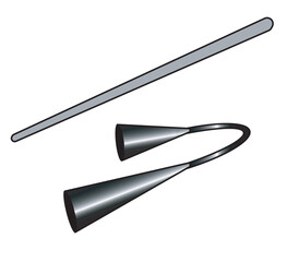 Metal agogo. This is an idiophone musical instrument, it is composed of two iron bells connected together by the vertices used in the Capoeira sport. Vector illustration isolated on white background.