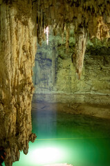Cenote, Mexico. Lovely cenote in Yucatan Peninsulla with transparent waters and hanging roots....