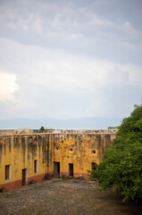 Old, abandoned building in downtown guadalajara, mexico, colonial architecture