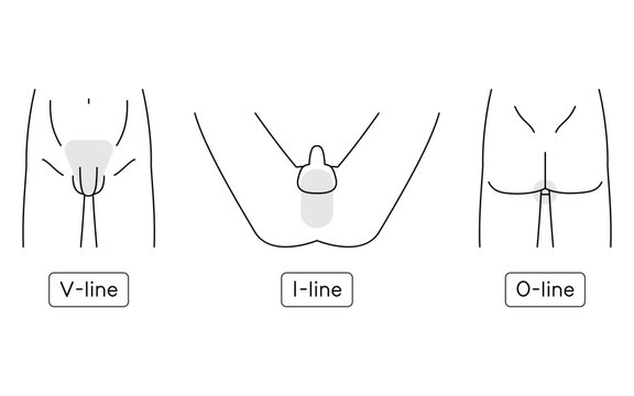 Men's hair removal, V-line, I-line, O-line set, naked body