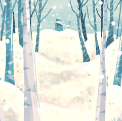 winter background with cyan trees
