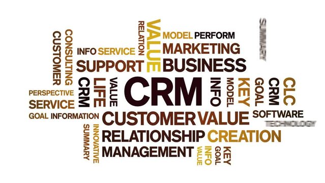 CRM animated tag word cloud;text design animation kinetic typography seamless loop.