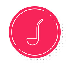 White line Kitchen ladle icon isolated on white background. Cooking utensil. Cutlery spoon sign. Red circle button. Vector