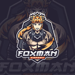 Fox Man Mascot Esport Logo Design Illustration For Gaming Club