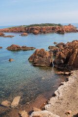 Le Trayas French Riviera France Red Coast Beach Blue Water Cove