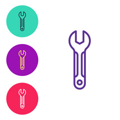 Set line Wrench spanner icon isolated on white background. Spanner repair tool. Service tool symbol. Set icons colorful. Vector