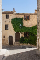 Fototapeta na wymiar France European Italy Village Stonework Vines Summer 
