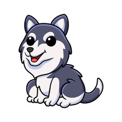 Cute siberian husky dog cartoon sitting